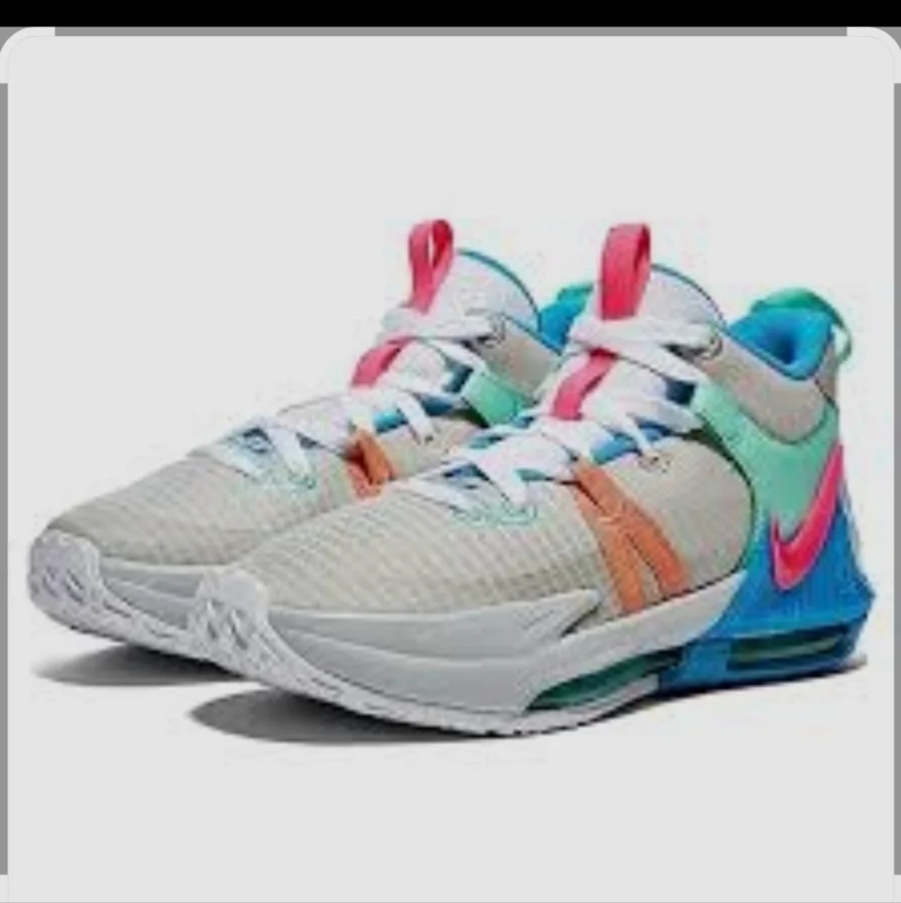 Nike Lebron Sneakers in White, Pink, and Blue